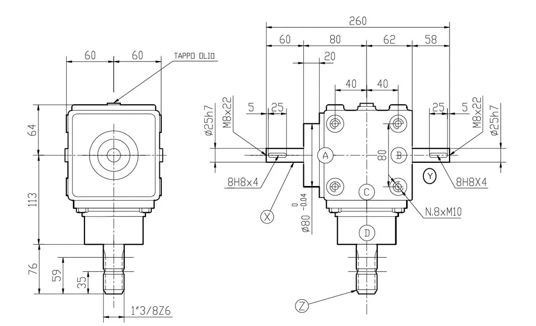 Agricultural Right Angle 540 L-5A 1: 1.89 Bevel Flail Mower Gearbox