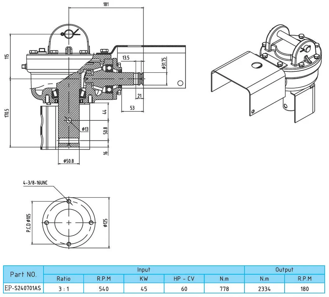 Agricultural T Series Right Angle Transmission Pto Spiral Bevel Steering Small Reducer Gearbox for Farm Machine