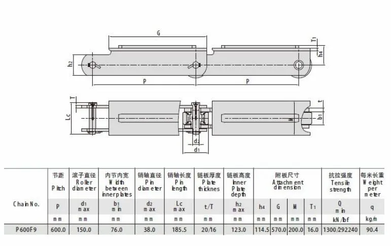 Conveyor Chains for Steel Mill P240f5 P600f9