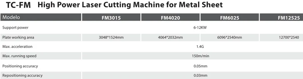 Tc-FM 150m/Min 6-12kw Customized Good Quality Metal Sheet High Power Fiber Laser Cutting Machine for Sale