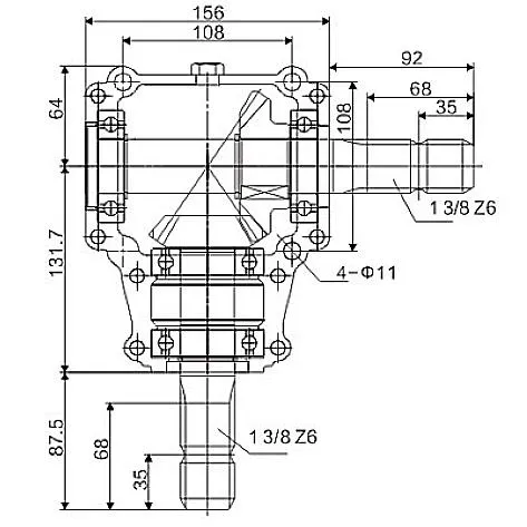 Tractor Gearbox for Fertilizer Spreader Agricultural Machines 540 Rpm (1: 1.46 Ratio)