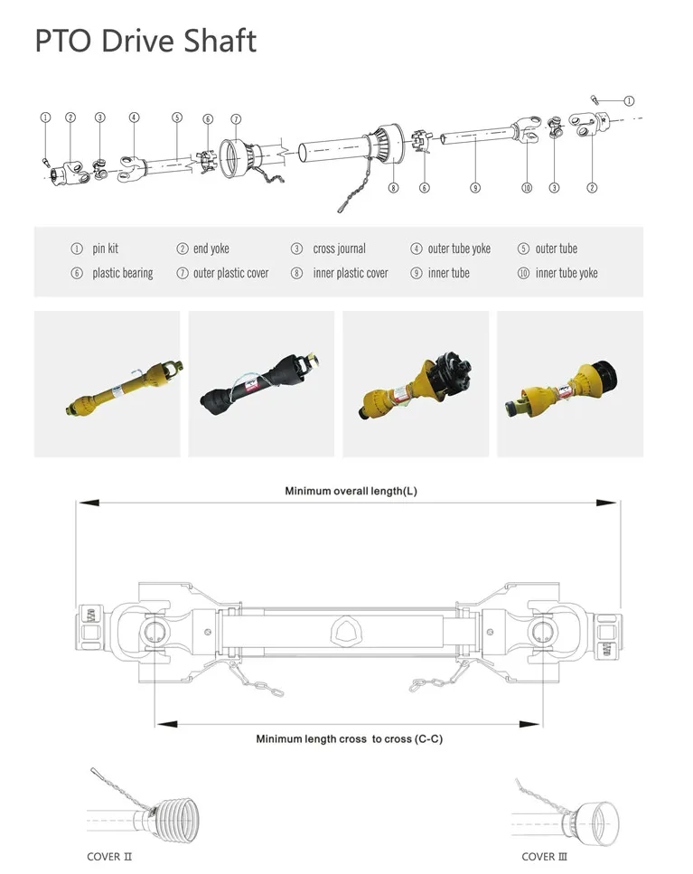 Pto Shaft Transmission T6 Spline Driving Universal Joint Pto Connecting Tractor Cardan Drive Shaft for Agricultural Machinery