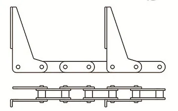 Pushing Box Roller Conveyor Chain with Pusher Attachment C208b P28.5 P38.1