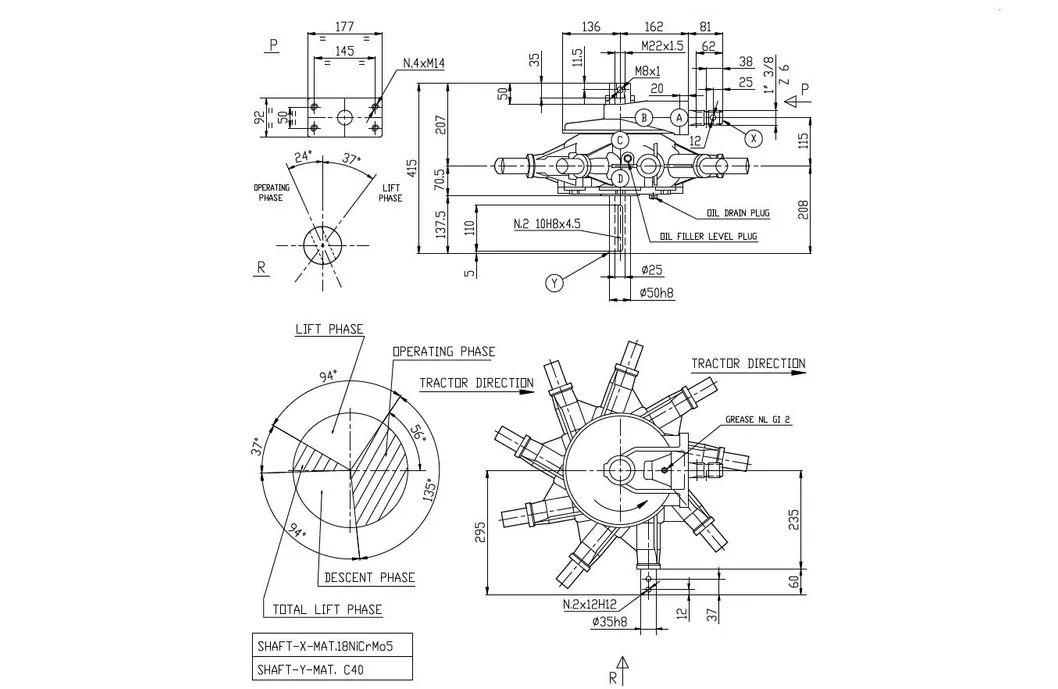 Agricultural K-791A 7.2: 1 Rotary Rake Gearbox