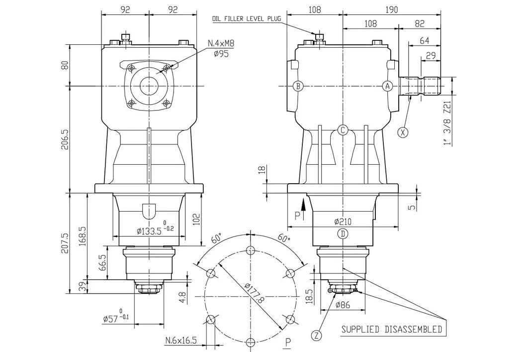 Agricultural Lf-149b 1: 1 Rotary Mower Gearbox