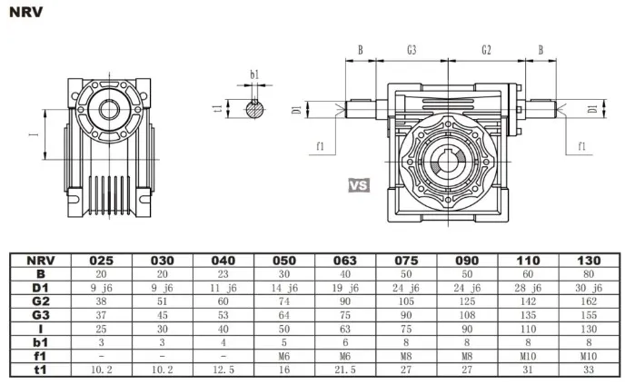 Nrv-Vs Dual Double Solid Shaft Input Worm Gearbox with Flange Output