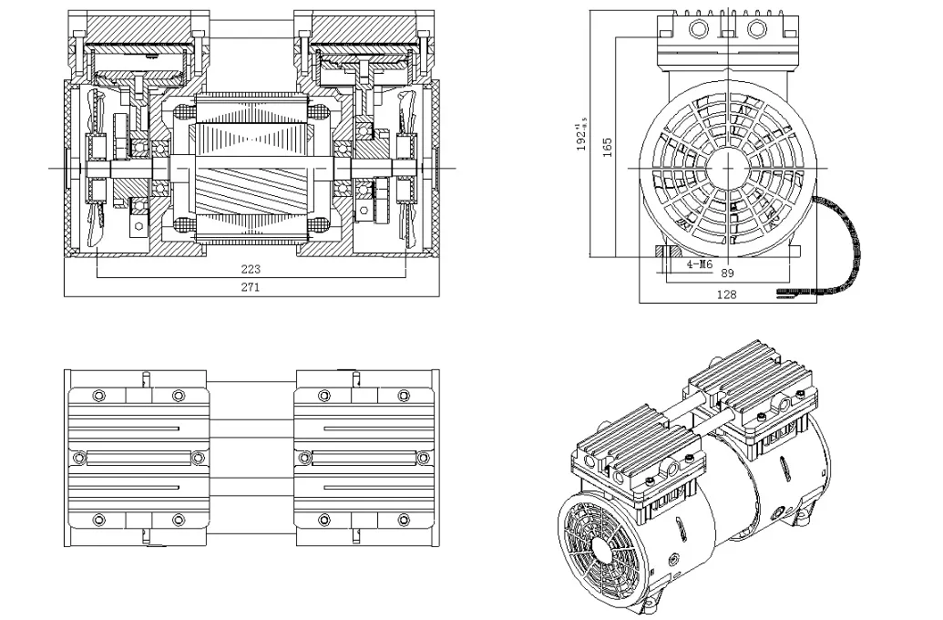 Piston Oil Free Air Compressor Head Pump AC Power