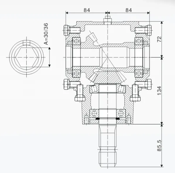 Agricultural 9.259 Right Angle Gearbox for Lawn Mower 1.46: 1
