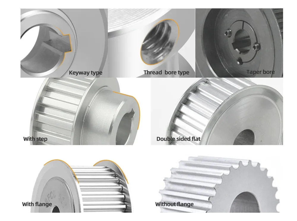 Customized Machining Aluminum Steel Alloy C45 Cast Iron Synchronous Taper Bush Pilot Bore Timing Pulley