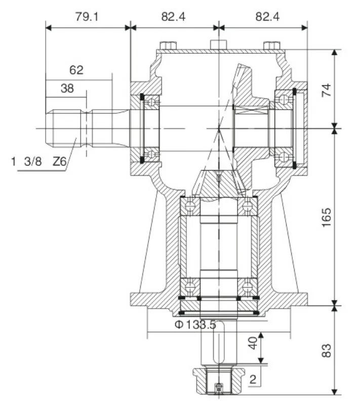 Agricultural Pto 1-3/8 Z6 1: 2.83 Lf211 Lawn Mower Gearbox