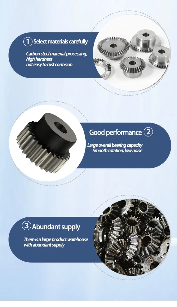Manufacture Custom CNC Machinery Parts Steel Stainless Material Small Tooth Pinion Spiral Gears Wheel Bevel Gear with Factory Price