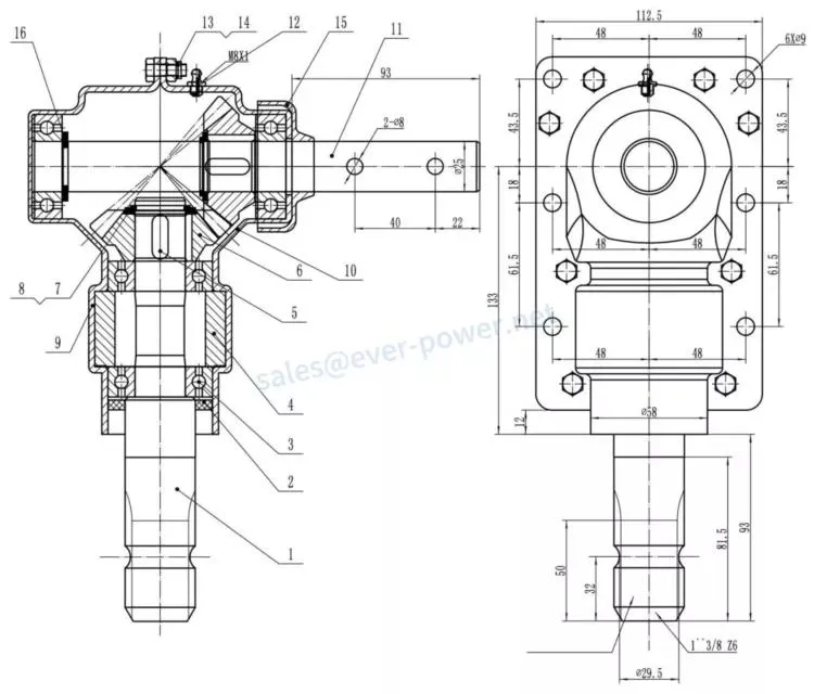 Agricultural Snow Plow Gearbox for Spreader Ep-01-229 1: 1.35