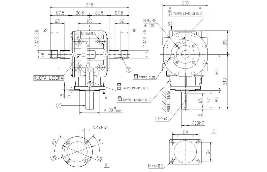 Agricultural T-312A 1: 1.6 Flail Mower Gearbox
