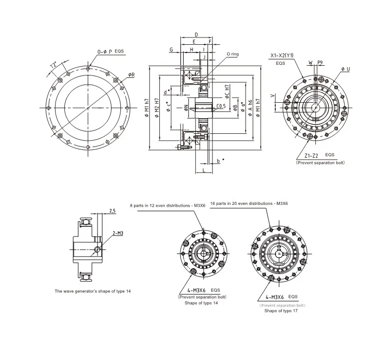 Elht Series High Precision Harmonic Robot Reducer Drive Strain Wave Gear Set for CNC Machine Sewing Machine Small Gear Speed Stepper Motor