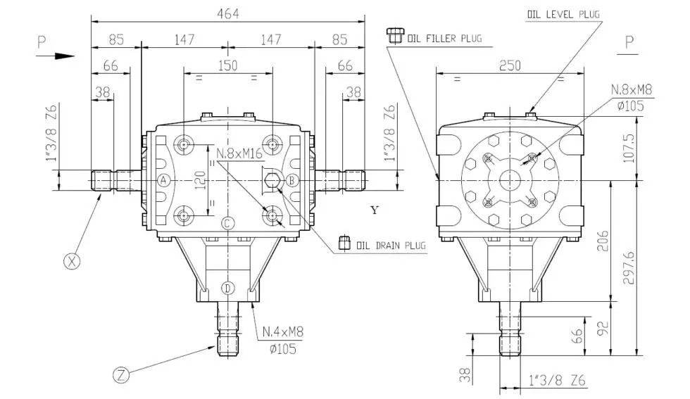Heavy-Duty Agricultural T-269b 3: 1 Flail Mower Gearbox