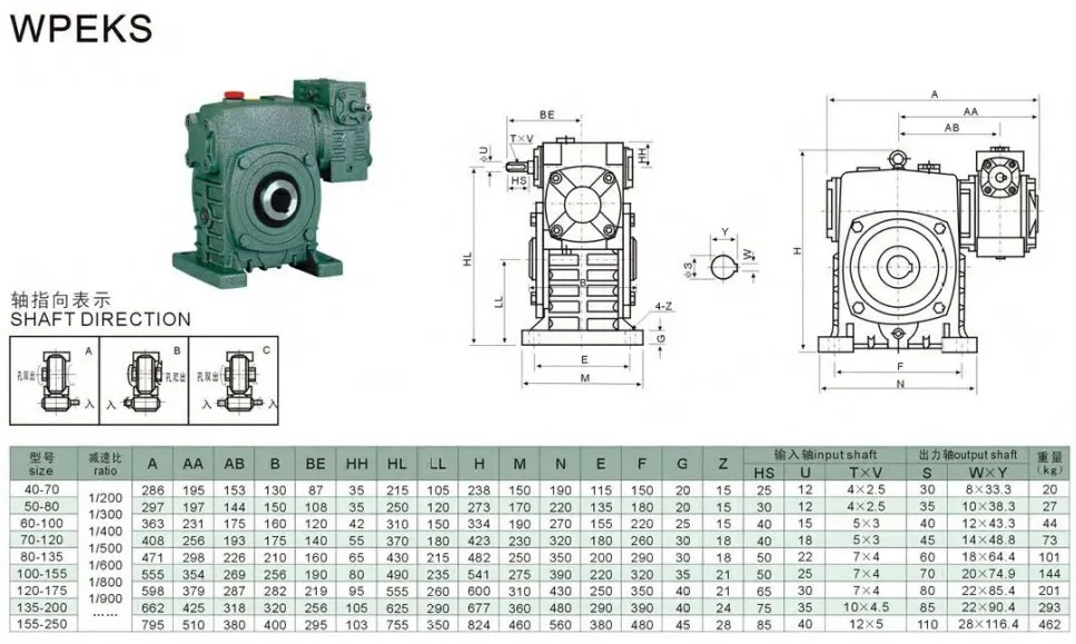 Wpeks Series Double Speed Gearbox Worm Gear Reduction Reducer