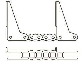 Pushing Box Roller Conveyor Chain with Pusher Attachment C208b P28.5 P38.1