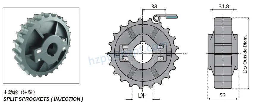 Plastic Injection Split Sprockets & Idler Wheels for 881bevel-881tab Chain