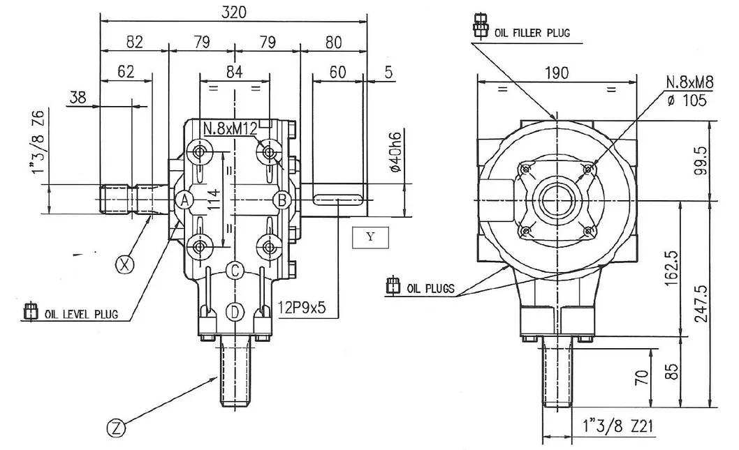 Agricultural T-304A 1: 3 Round Baler Gearbox with Pto Shaft