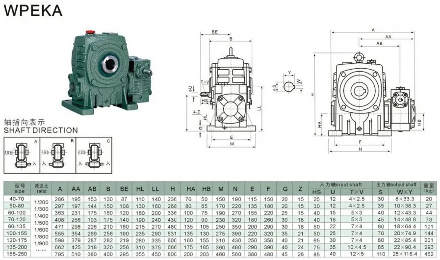 Wpeka Series Double Speed Gearbox Worm Gear Reduction Reducer