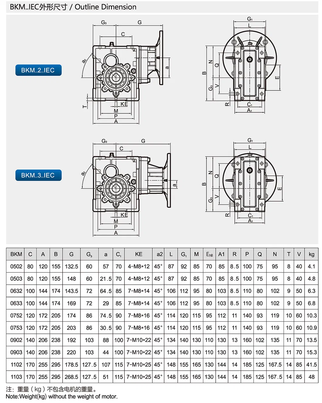 Bkm063 Gearbox Worm Reduction Gear Motor Geared Motor Transmission High Speed Gearbox Reducer Helical Hypoid Gearbox Reducer