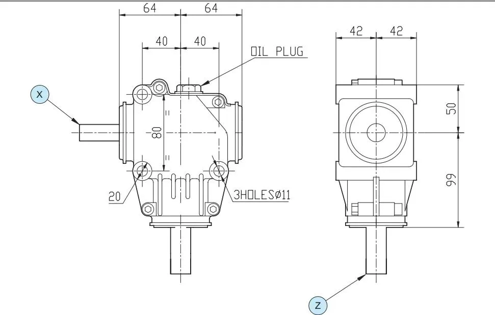 Agricultural 1: 1.93 540 Bevel L-150j Fertilizer Spreader Gearbox