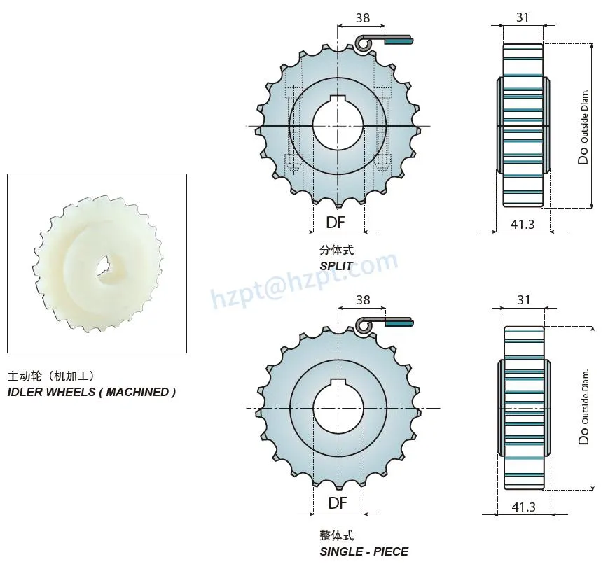 Plastic Injection Split Sprockets & Idler Wheels for 881bevel-881tab Chain