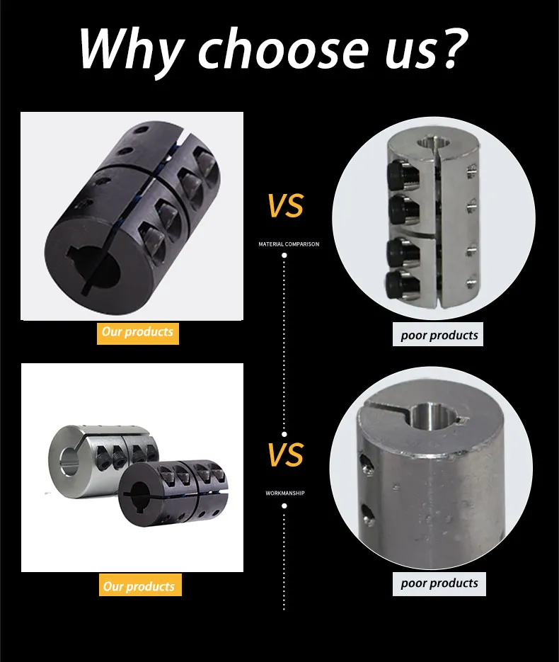 Aluminum Black Oxide Steel Axis Bearing Fittings Clamp Style Flange Carbon Keyway Rigid Shaft Coupling