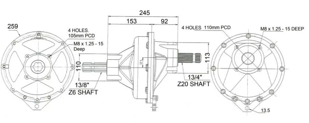 Agricultural 540 to 1000rpm Pto Speed Reducer for Attachment to Tractors