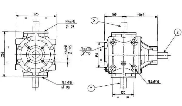Agricultural Gear Box T-292b 1.86: 1 Flail Mower Gearbox