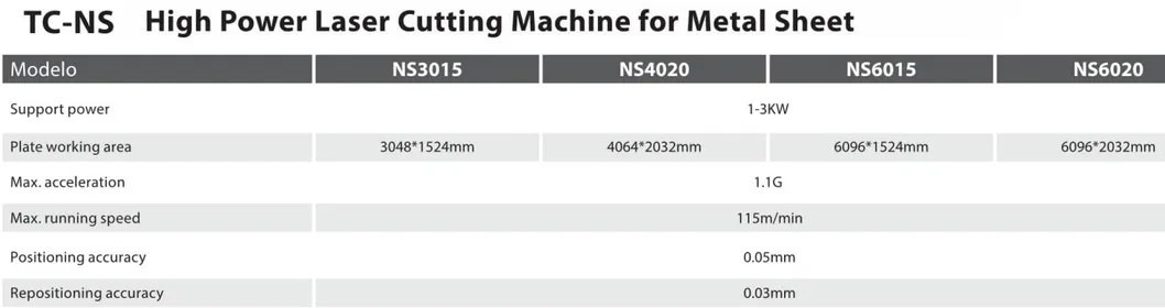Tc-Ns Customized Metal Sheet 1-3kw 115m/Min High Power Fiber Laser Cutting Machine for Sale