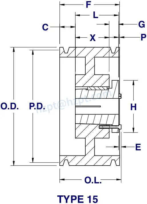 8V Series Cast Iron Ten-Groove Pulley Sheaves with Split Taper Bushings