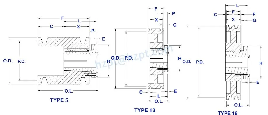 5V Series Cast Iron Two-Groove Sheaves with Split Taper Bushings for 5V Belts