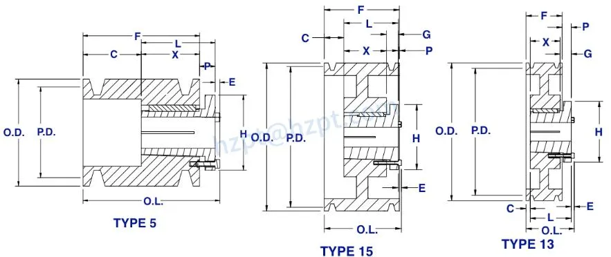 3V Series Cast Iron Eight-Groove Sheaves Pulley with Split Taper Bushings