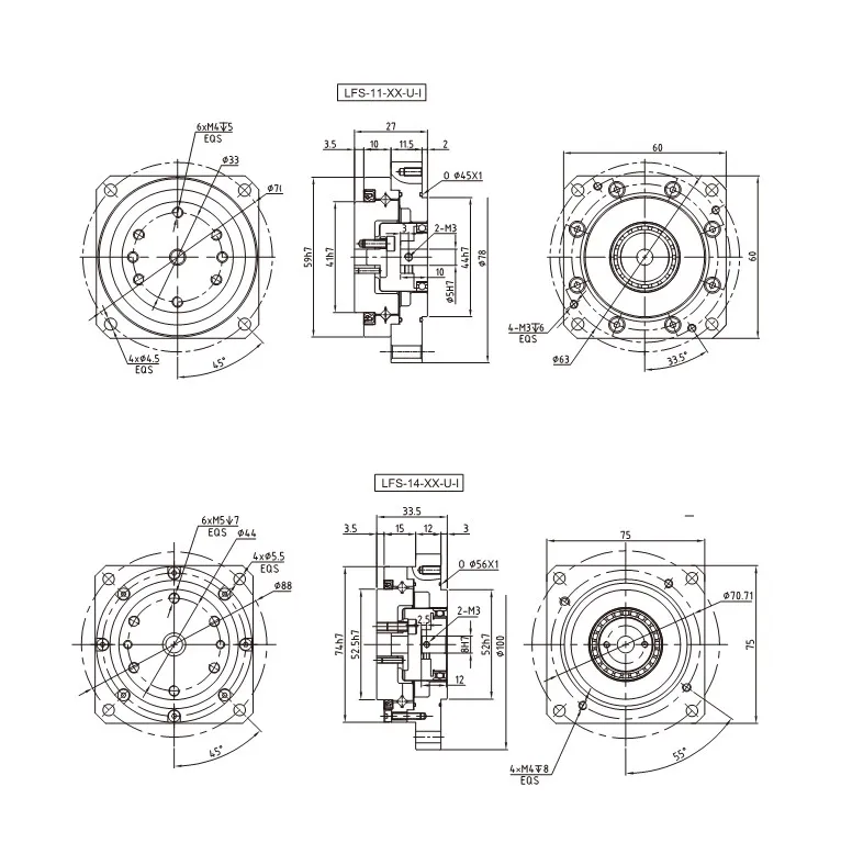 Elfs/Elfs Integrated Series Harmonic Gearing Arrangement Harmonic Low Noise Drive Robot Reducer Gearboxes for Servo Motor Used in Robot Arms