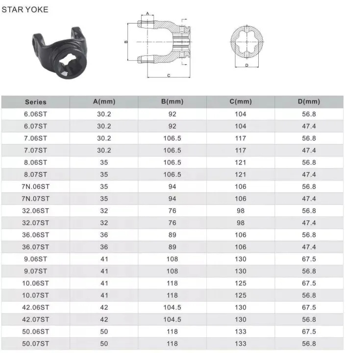Star Yoke for Pto Shaft