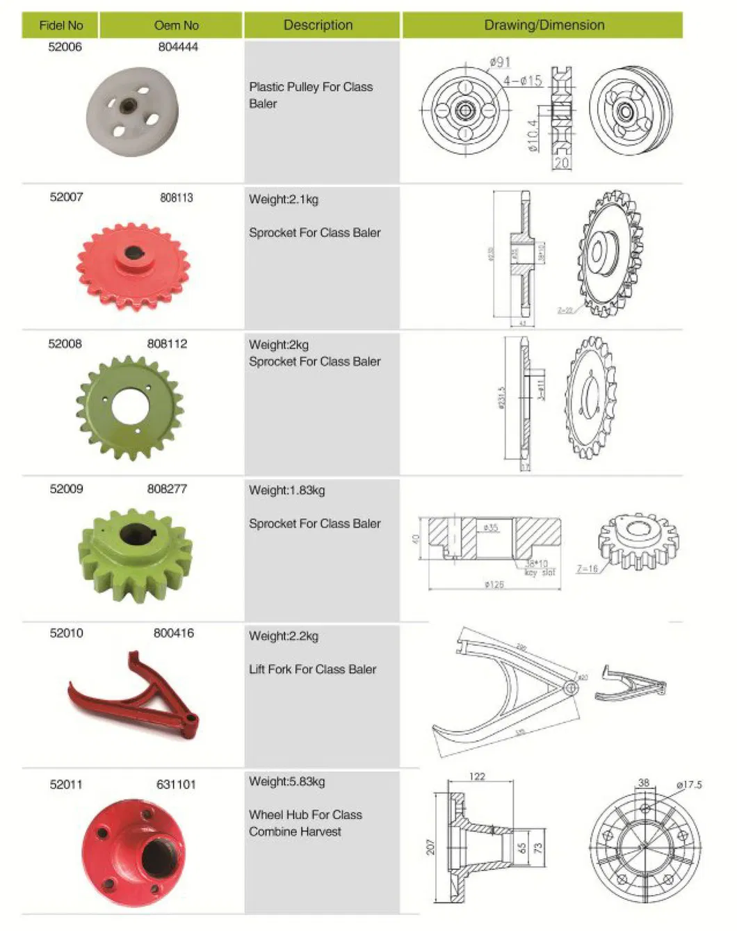 Agricultural Chain & Sprocket for Class Baler
