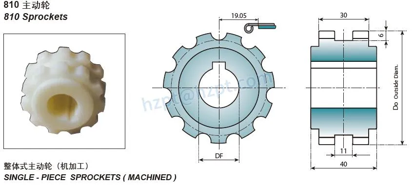 Plastic Idler Wheel Sprockets for 810 /520 Chain