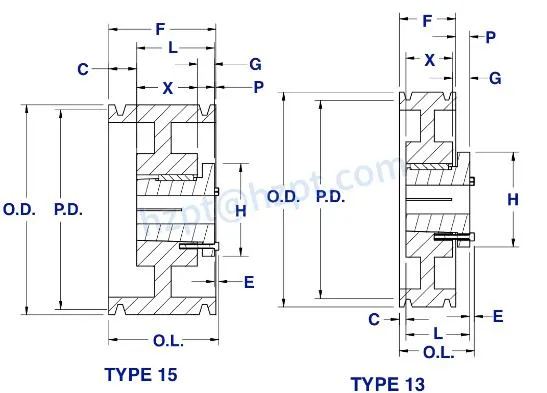 5V Series Cast Iron Six-Groove Sheaves Pulley with Split Taper Bushings for 5V Belts