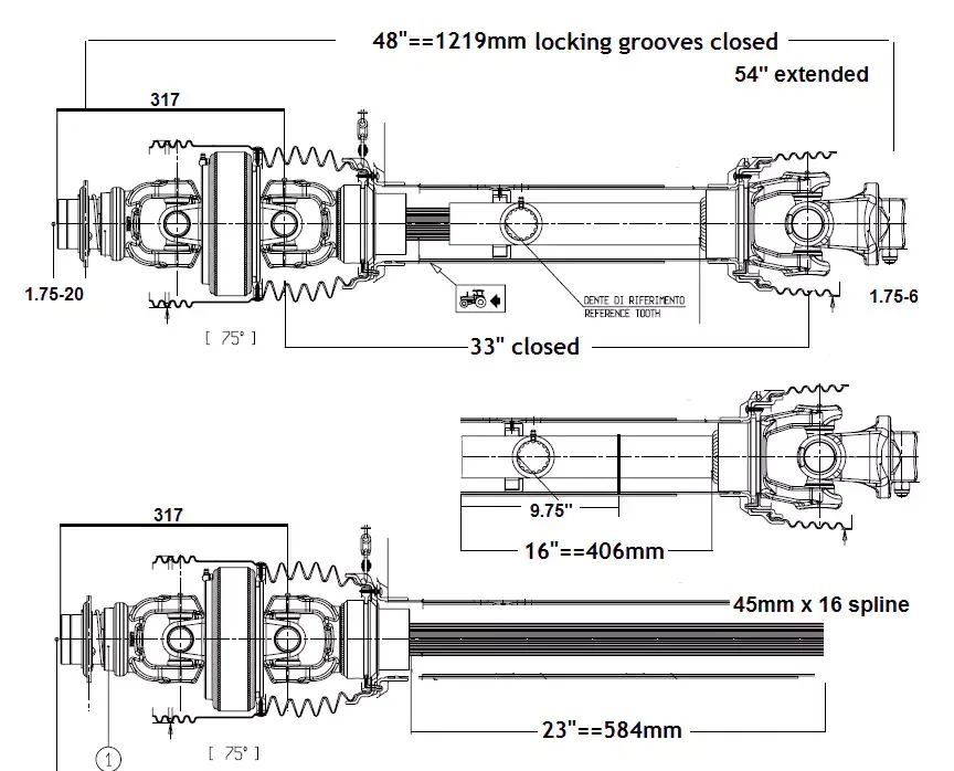 Pto Shaft for Square Balers 1290 1290HDP 1290xc 12130