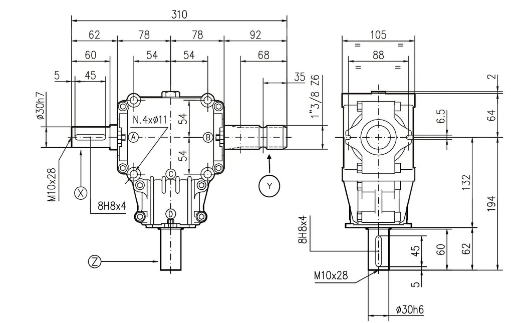 Agricultural 540 Rpm T-281A 1: 2.91 Flail Mower Gearbox