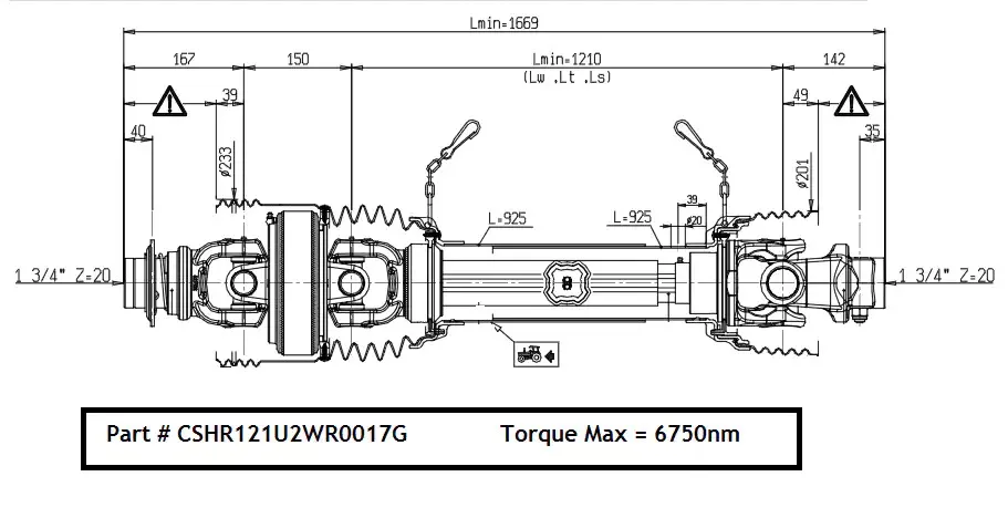 Pto Shaft for Square Balers 1290 1290HDP 1290xc 12130