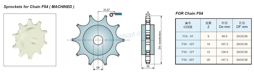 Plastic Sprockets & Idler Wheels for Magnetflex Chain 1050/1060 and for Chain S4090A/S4090b F54 Rt114