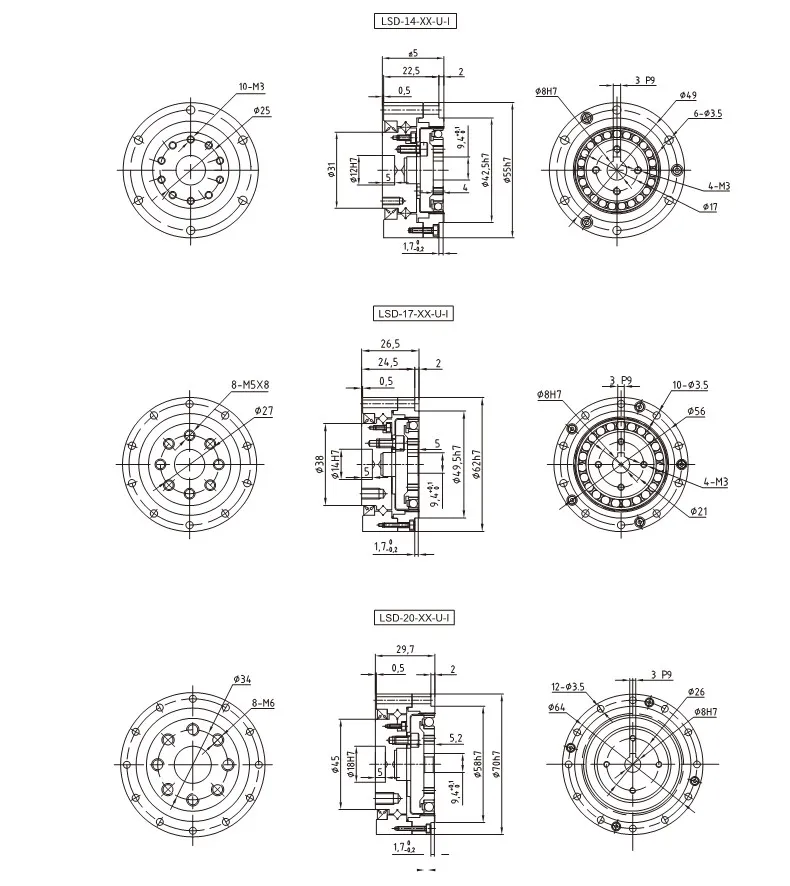 Elsd Series High Quality with Low Price Harmonic Cyclo Drive Speed Gear Hollow Shaft Gear Motor Reducer for Printing Machine Robot Gearhead