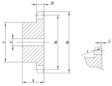 (ASA) 40-1 (12.7X7.94mm) a Type 40 Chain Cast Iron Carbon Steel C45 Simplex Sprockets with Hub Sprocket