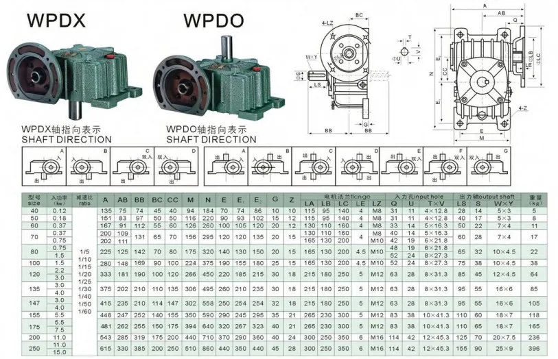 Vertical Wpdx Wpdo Series Worm Gearbox Gear Reducer Reduction Cast Iron