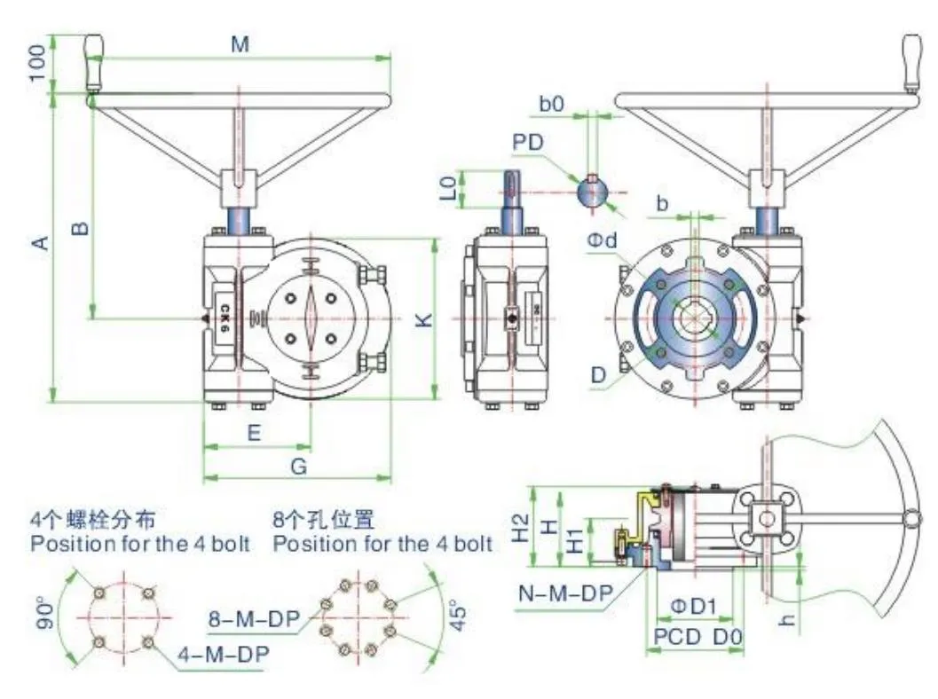 Worm Gear Operator Valve Operator Gearbox Manual Gear Box Operating Pressure Water Regulating 3 Way Excavator Motors