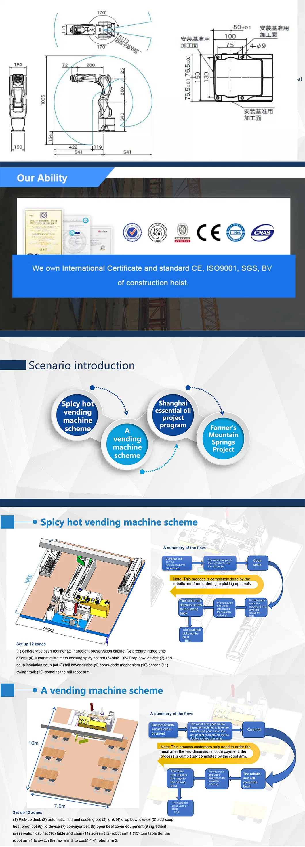 China 6 Axis Industrial Manipulator Robotic Arm Machine Kit Custom-Made Vending Loading Machine Gripper Transfer Arm